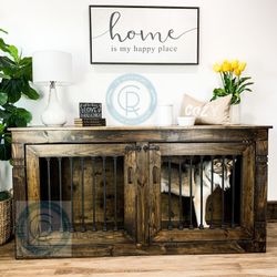 Custom built dog kennel Crate House Cage Barn Door Farmhouse Modern Rustic Toy Puppy Accessories Tv Stand Console