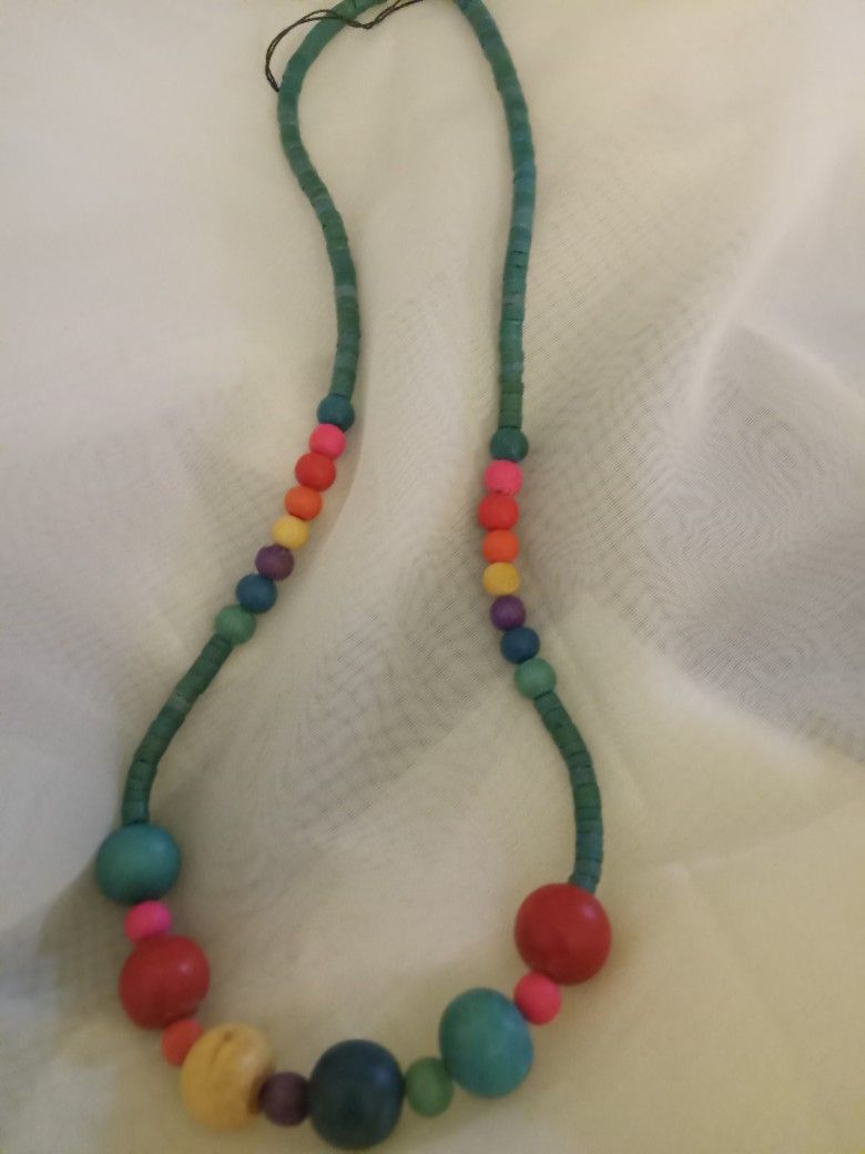 Wooden Necklace RARE NICE Multi