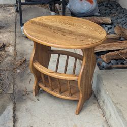 Oak And Table With Magazine Book Storage
