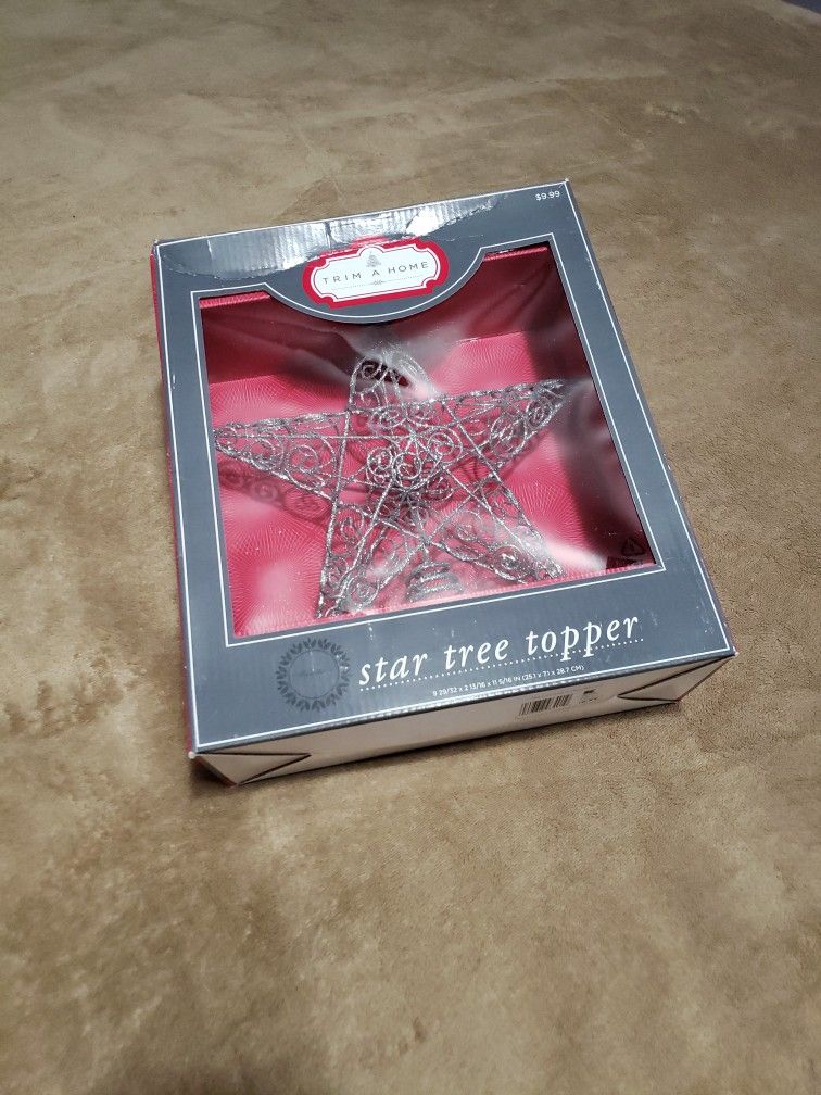 Silver Glitter Star Tree Topper
