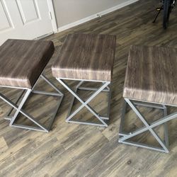 Tabori Upholstered Counter Stool with Metal Frame(set Of 3)