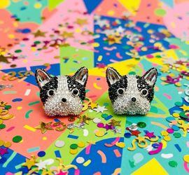 French Bulldog Face Stud Earrings