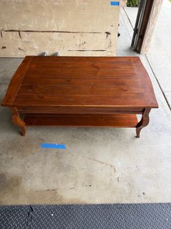 Rustic Wooden Coffee Table with Lower Shelf