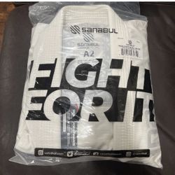 Sanabul Gi Set Size A2 Top & Bottom Logo White Fight Jiu Jitsu Martial Arts