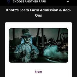 Knotts Scary Farm Ticket 10/30/25