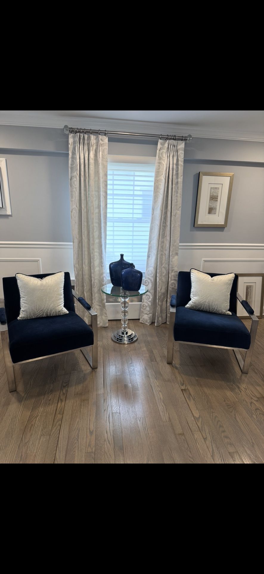 Authentic Bernhardt Navy Blue Velvet Chairs