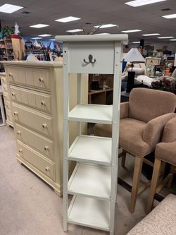 White Wood Shelf Unit with Hook