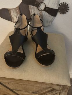 Sandals Ladies Faux Leather Peep Toe Buckle Sling Black Low Wedge Zipper Sandals