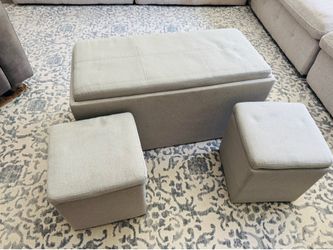 3- pieces storage ottoman set with reversible Tray.