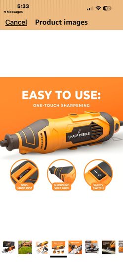 Sharp Pebble Electric Chainsaw Sharpener Kit – Chain Saw Sharpening Tool 4 File Size Grinding Wheel Bits, Angle Guide Attachment, Wrench & eBook – Sha