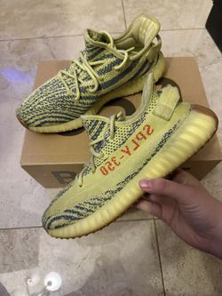 Size 9 - adidas Yeezy Boost 350 V2 Low Semi Frozen Yellow Grey Suede (B37572)