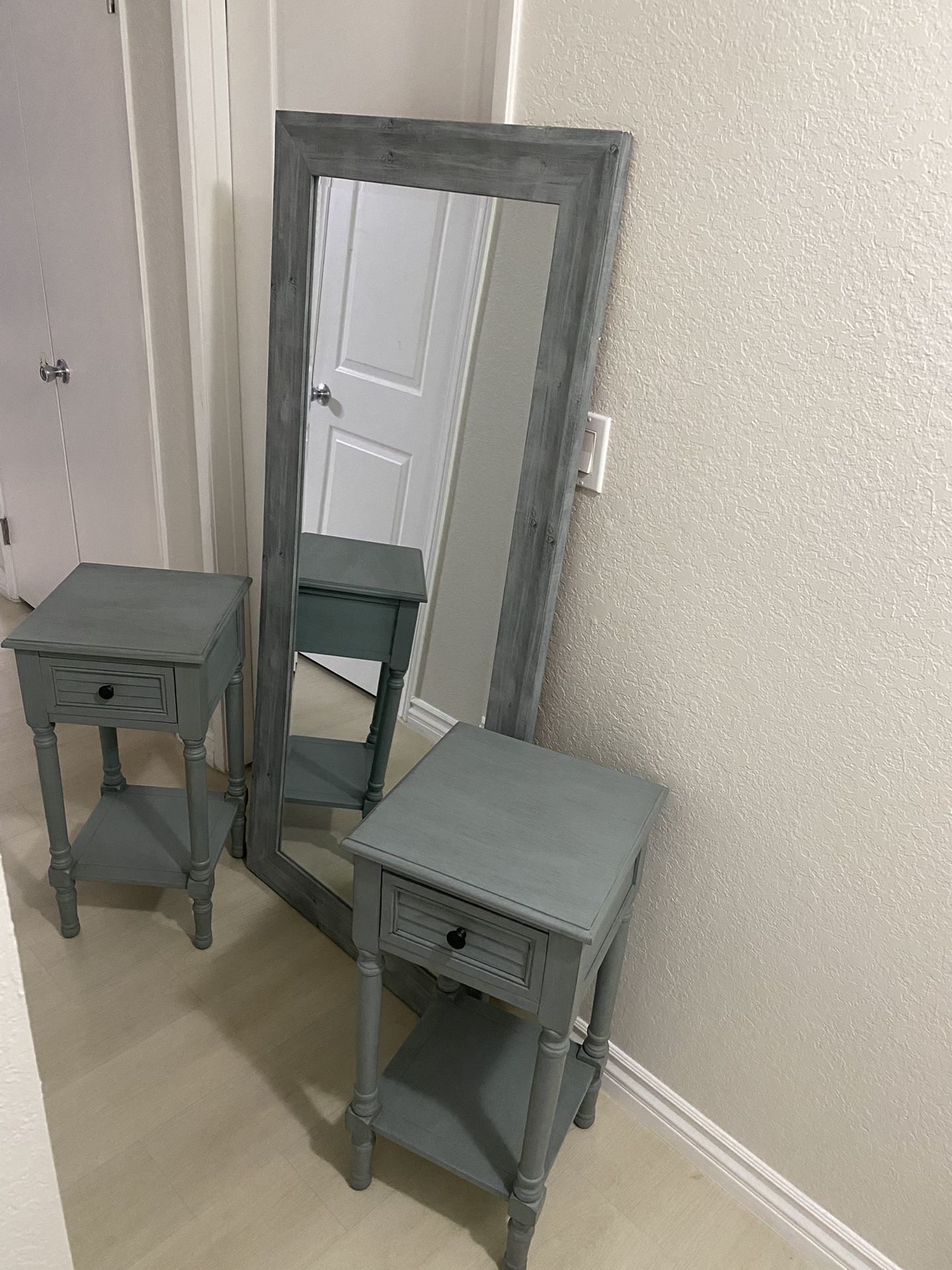 Side Tables And Mirror Set
