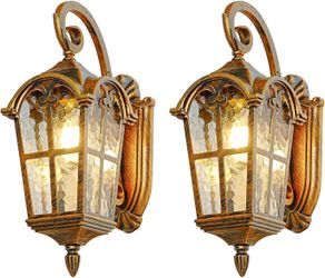 17.1" H Gold Outdoor Wall Lights - Waterproof & Anti-Rust Aluminum Porch Light Wall Mount, Hammered Exterior Lighting Fixtures, Outside Wall Lantern f