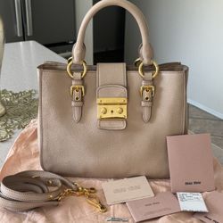 Authentic Miu Miu Grained Leather Handle Bag