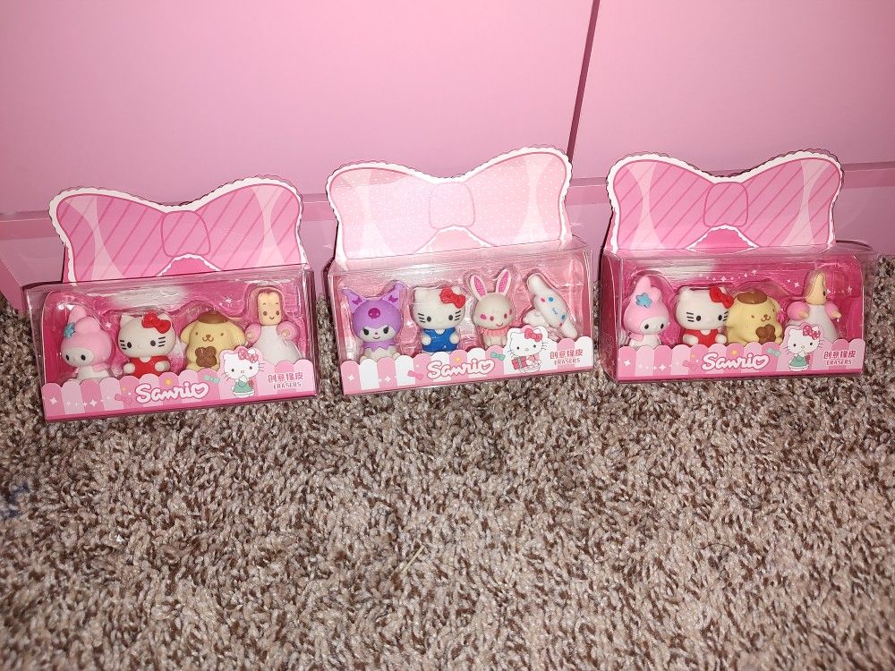 New Hello Kitty Eraser Sets Lot Of 3
