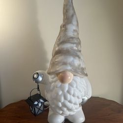 Gnome White & Silver Blow Mold about 28.5” tall x 14” long x 10” depth