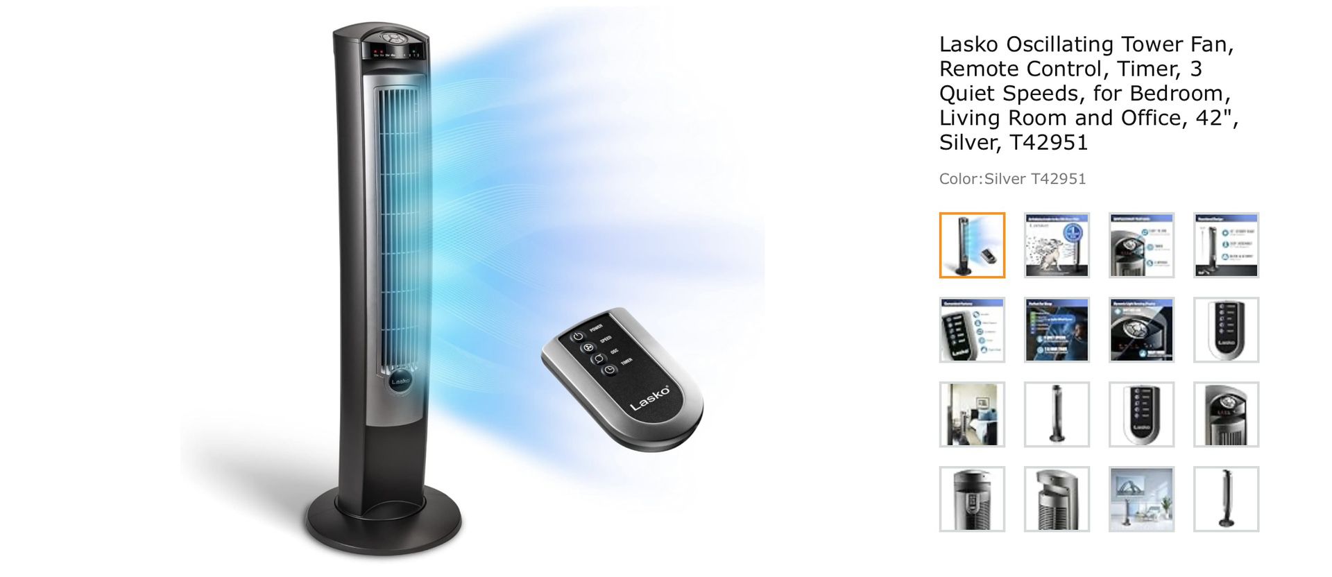 Lasso Oscillating Tower Fan With Remote Control