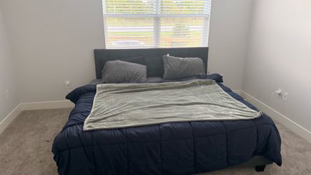 Dark Gray Upholstered Bed Frame