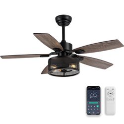 42 Inch Smart Farmhouse/Rustic ceiling fan App Control and Remote