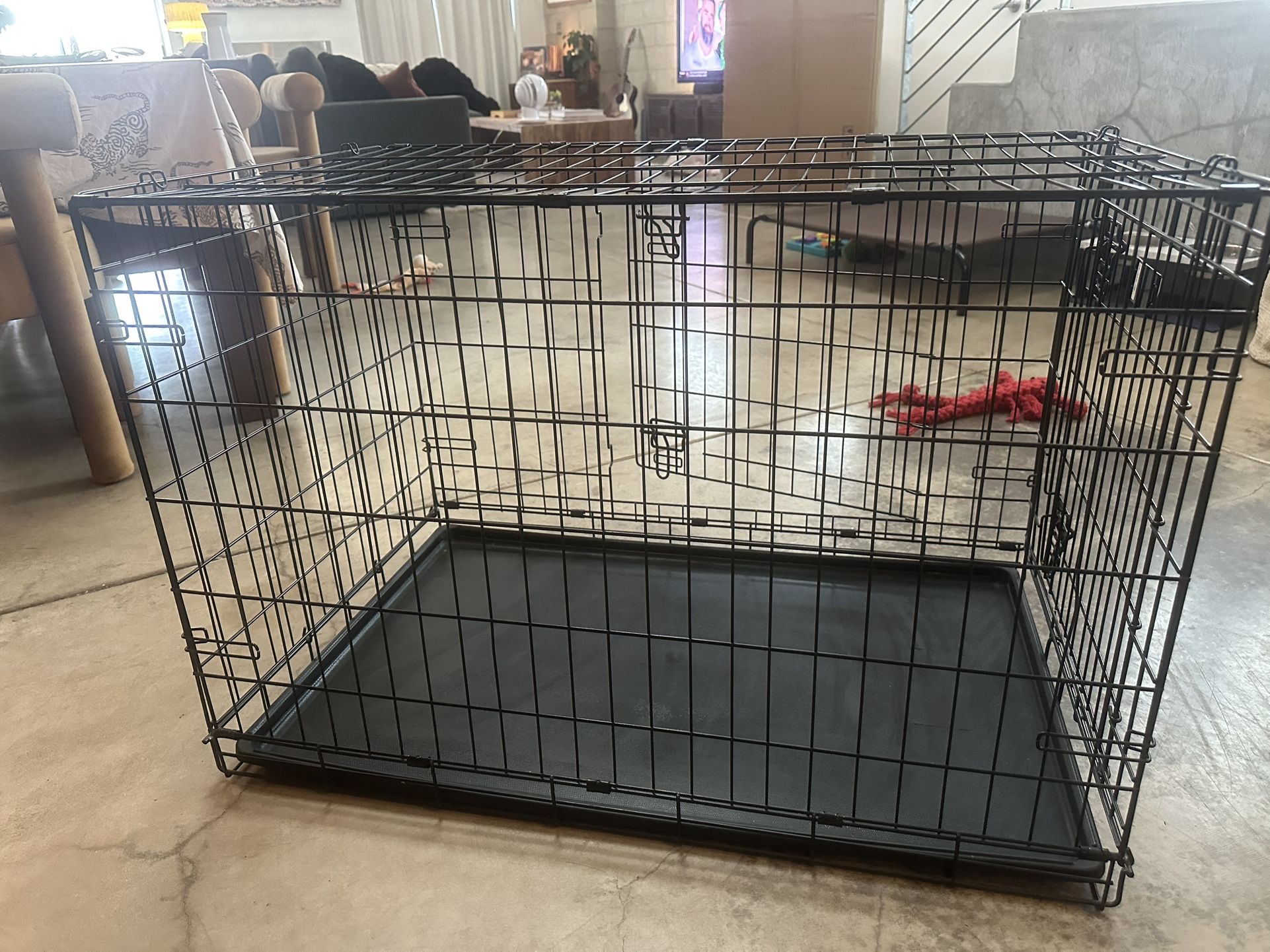 Large Metal Dog Crate – Double Door, Folds Flat, Easy Clean