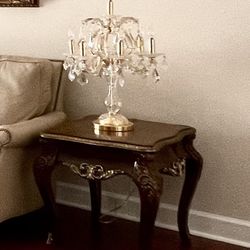 Elegant Crystal Candelabra Table Lamp – Gold Base