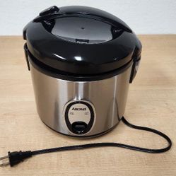 Aroma ARC-914SB Rice Cooker & Steamer Silver Black with Tray, Paddle, Cup