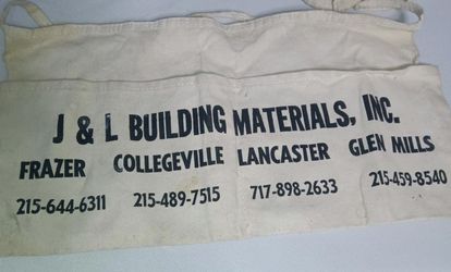 J & L Building Materials Inc. Nail Apron Vintage Advertising Canvas