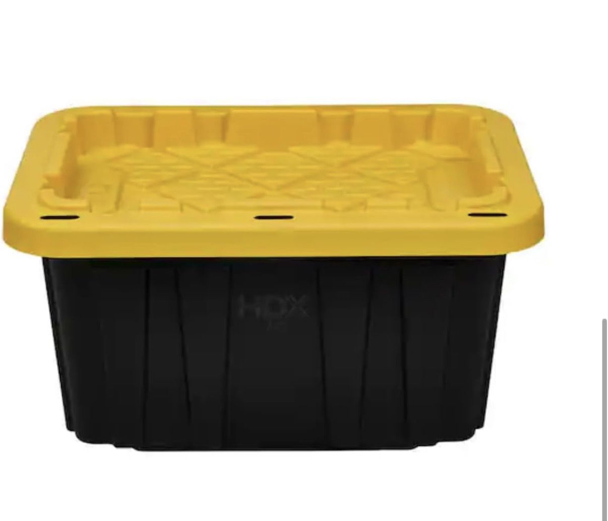 HDX Black & Yellow Large Plastic Lidded Stackable Storage Container 27 gallon …