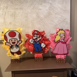 3 Super Mario Bros kart Party Centerpieces 