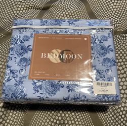 Queen Sheet Set - Microfiber Light Blue Floral - New