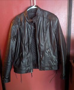 For sale. Really cool black leather coat. Size 44 But Fitz snug. $250 OBO