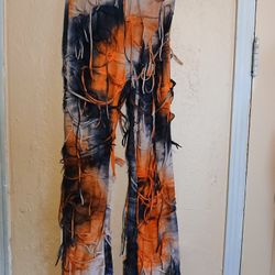 LADIES  TIE DYE TASSEL BEGGAR PANTS