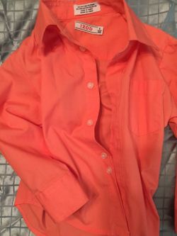 Coral in color dressy shirt boy
