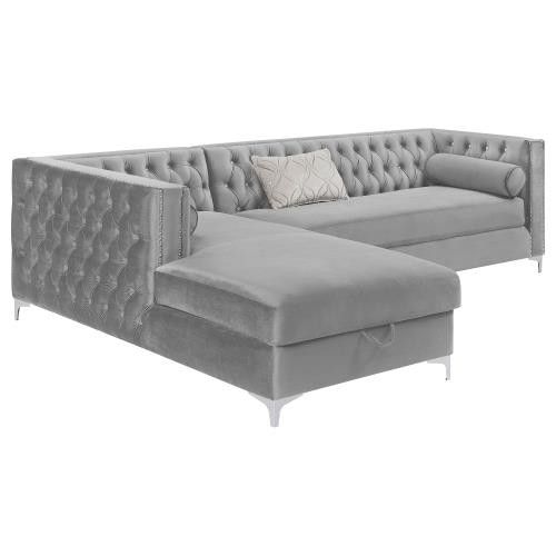 New Sectional Sofa In Silver Velvet On Sale Now Don't Miss