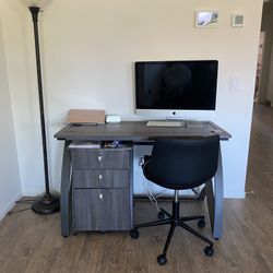 Desk With Storage, Chair, & Lamp