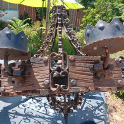 Nineteenth century spanish revival iron eight light Gothic chandelier