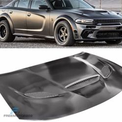 Fits 15-22 Dodge Charger SRT Style Hood Scoop Air Vent Black - Aluminum