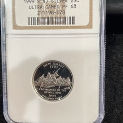 1999 S Gem Proof SILVER New Jersey State Quarter Graded At PR68 C-14