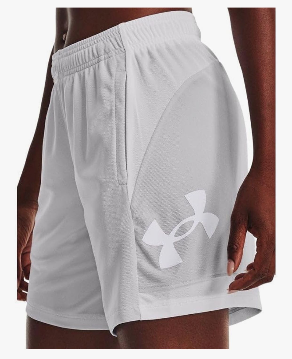 Under Armour Womens Baseline 6 Basketball Shorts, (014) Halo Gray / White - Medium