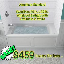 American Standard

EverClean 60 in. x 32 in. Whirlpool Bathtub with Left/Right Drain in White

