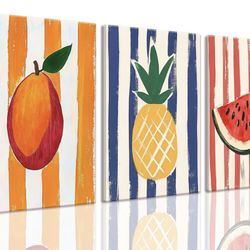 3 Piece Vintage Fruit Canvas Wall Art