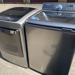 Samsung Stainless Steel Washer And Electric Dryer 