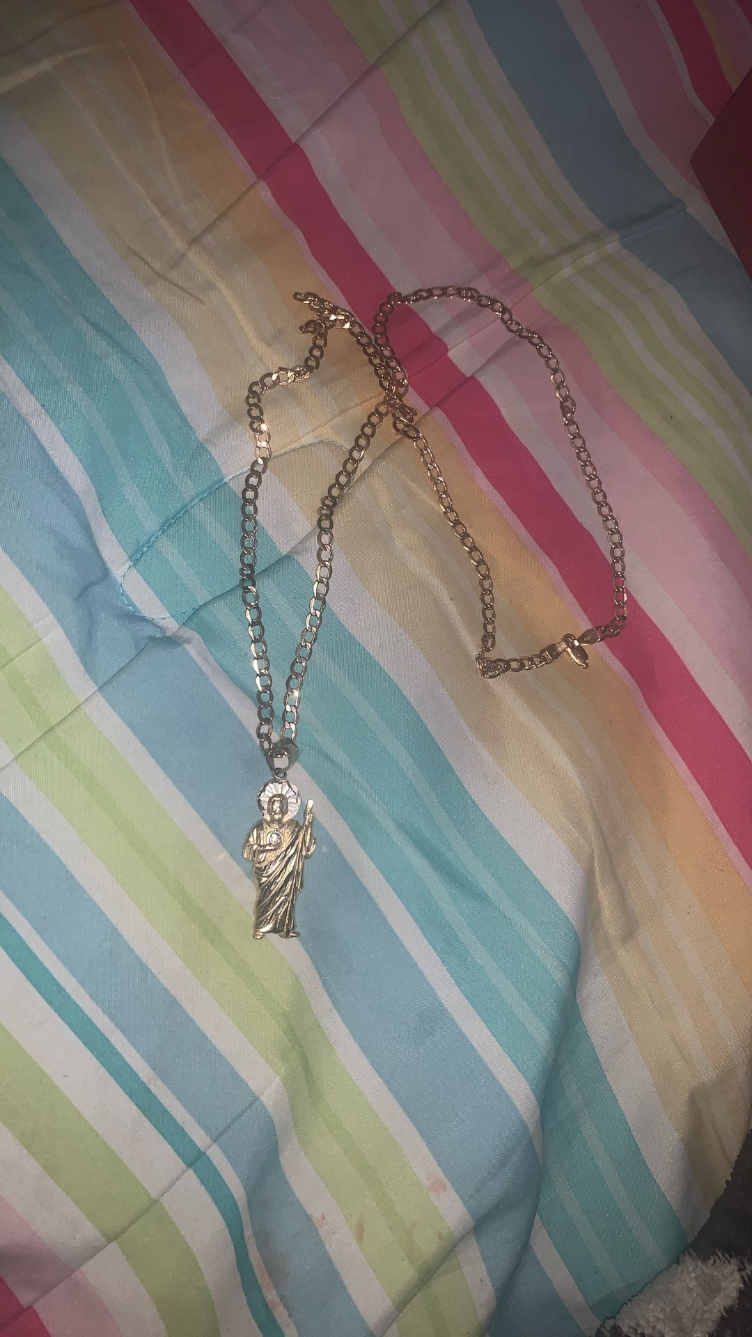 14kt San Judas Chain With 14k Pendant