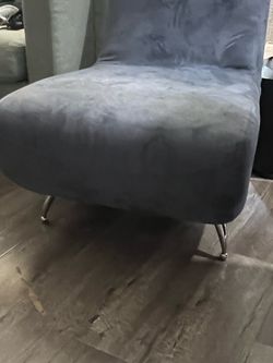 Gray Velvet Accent Chair with Chrome Legs