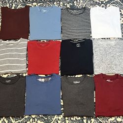 Lot of 12 Men’s Size Large Long Sleeve Thermal Henley’s and T-Shirts. In Great Condition!