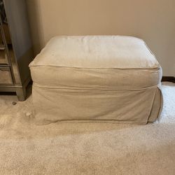 Ottoman- Slip Covered, Beige