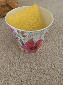 Flowered Tin — great for an outer plant cover or catch all jar