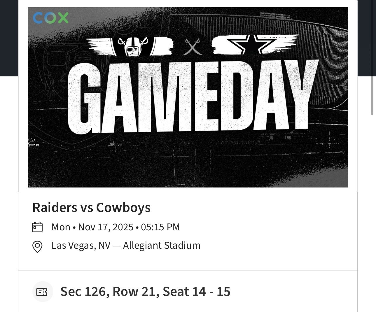 Raiders Vs Cowboys Tickets 