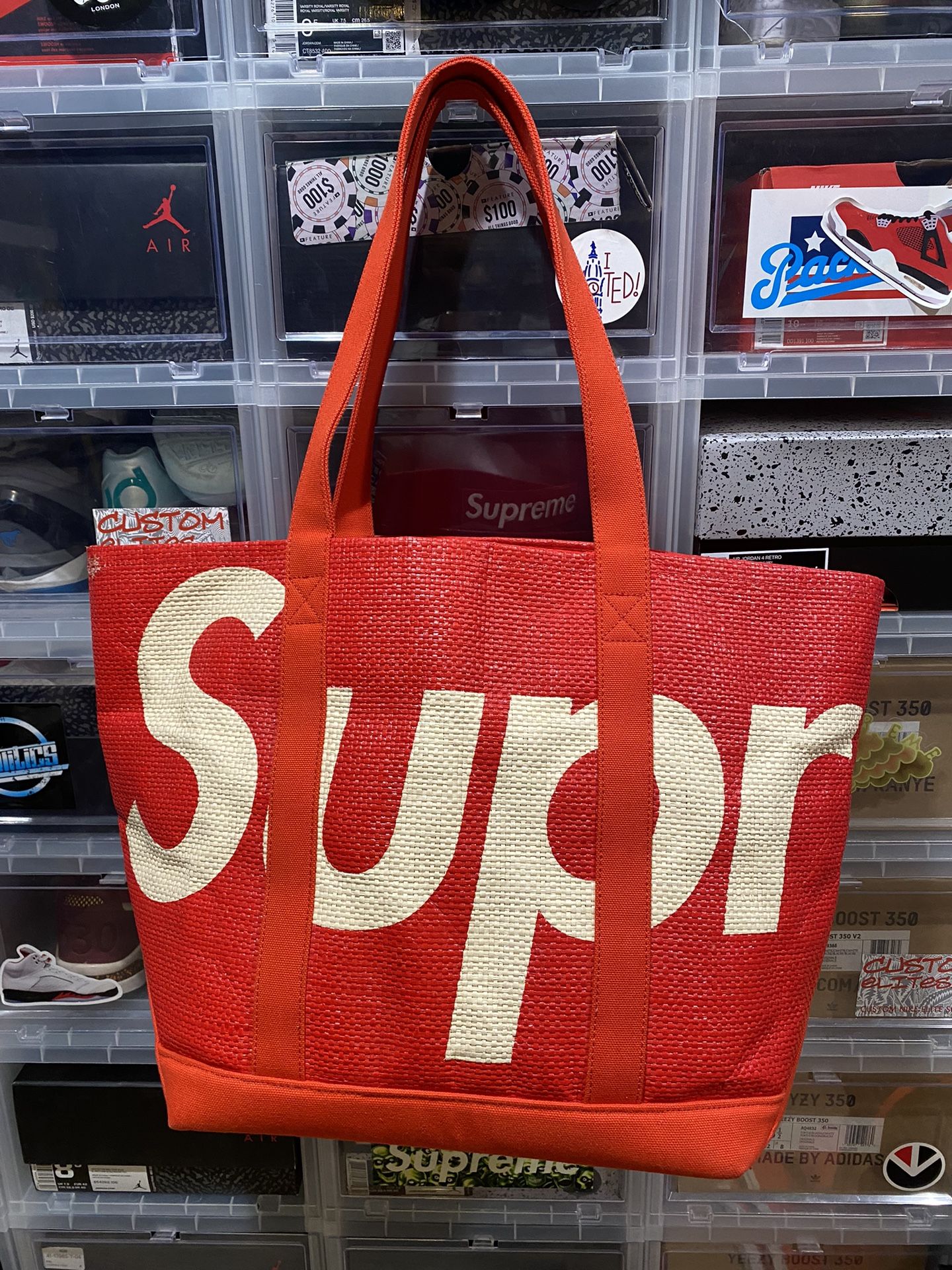 supreme Raffia ToteSupreme Raffia Tote Bag 大容量 A4収納 肩掛け レッド