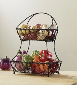 Loop and Lattice 2-Tier Flatback Metal Fruit Basket